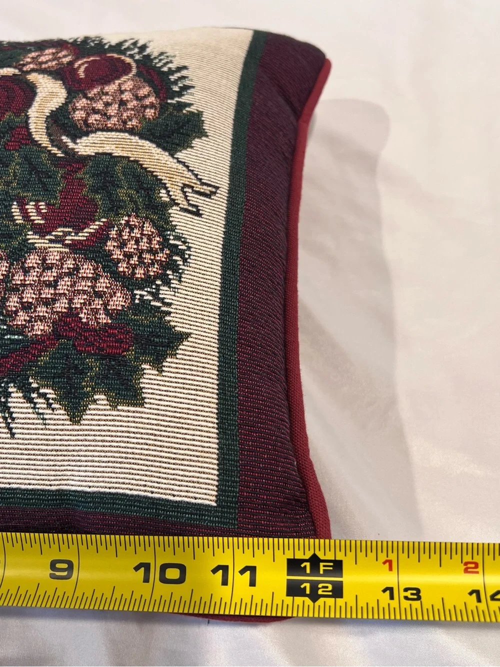 Christmas Tapestry Wreath Throw Pillow 12x12
